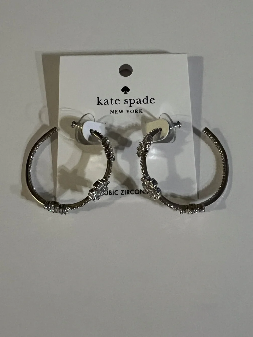 Kate Spade Silver Gleaming Garden CZ Floral Hoop Earrings New In Package